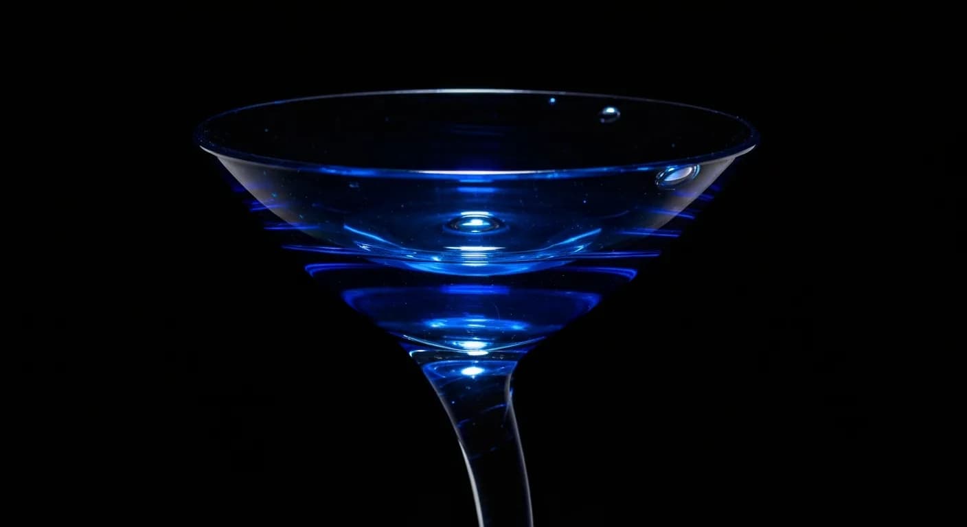 Macro verre cobalt soufflé bouche