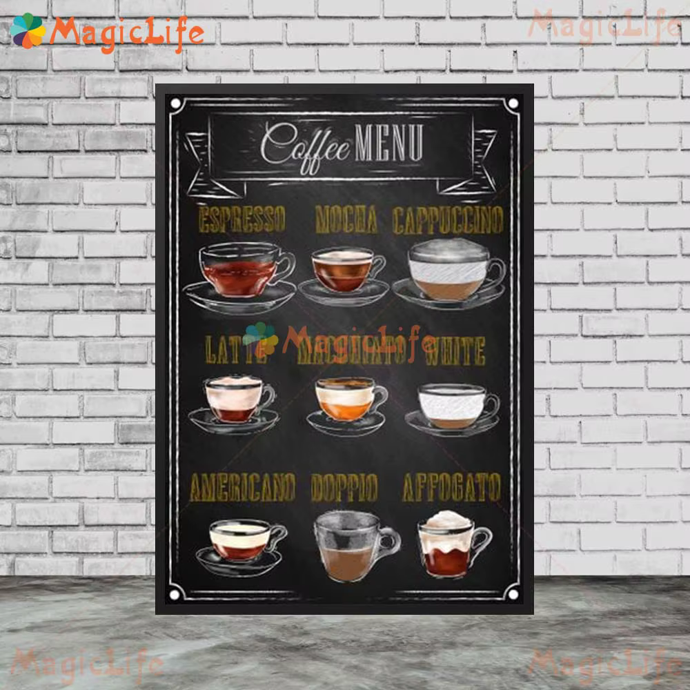 Vintage café recette café Menu décor photos murales pour salon boissons nordique affiche mur Art toi