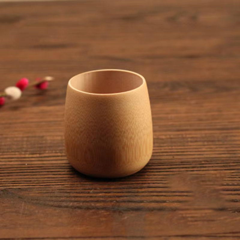 Tasse en bambou de Style japonais, tasse d'eau sculptée en bambou naturel, thé, bière, café, jus, ta