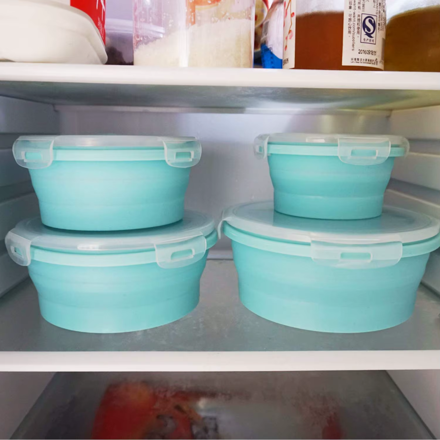 Boîte à déjeuner pliante ronde en Silicone, bol pliant pour micro-ondes, récipient alimentaire pliab