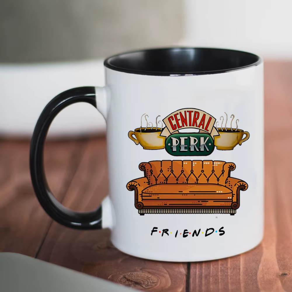 Tasses à café en céramique de la série télévisée FRIENDS, tasse à thé noire et rose, cadeau de meill