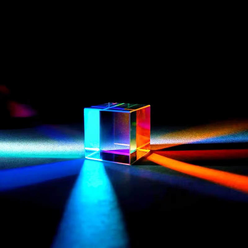 Prisme x-cube en verre dichroïque, 20x20x17mm, couleur photographique, cadeau, faisceau optique, lum