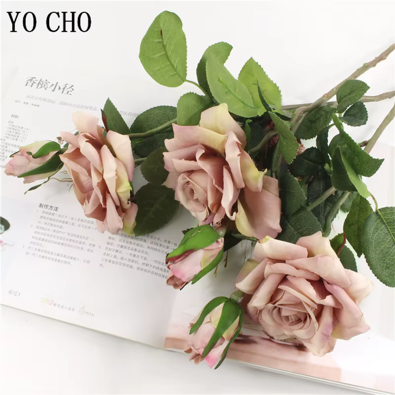 Décoration de mariage fleurs artificielles de haute qualité roses vives au toucher réel fleur artifi