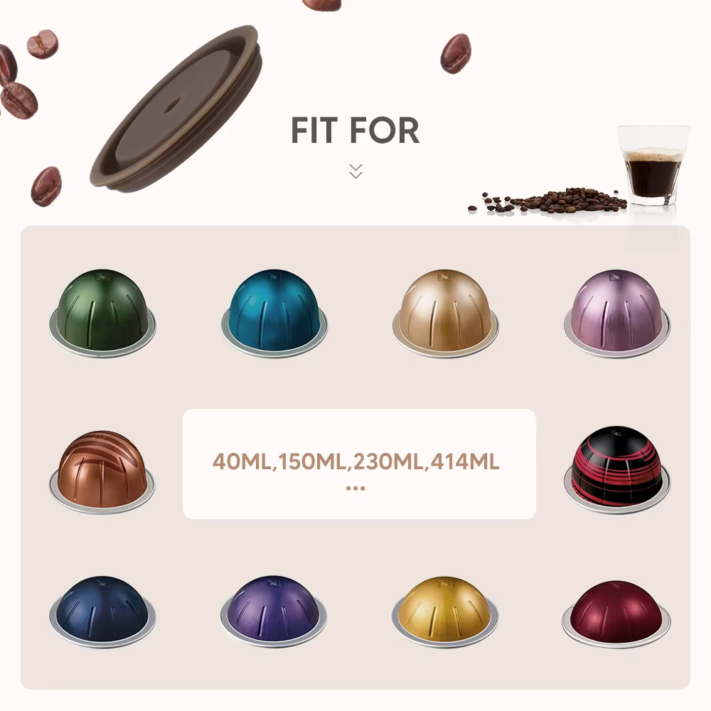 Couvercle réutilisable en silicone de qualité alimentaire pour capsules de café VerAACoffee, adapté 