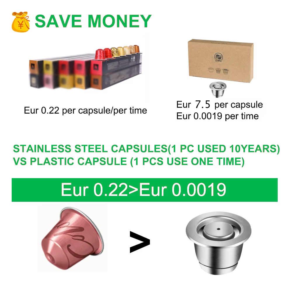 Capsule de café pour Nespresso, filtres rechargeables réutilisables en acier inoxydable, dosette à e