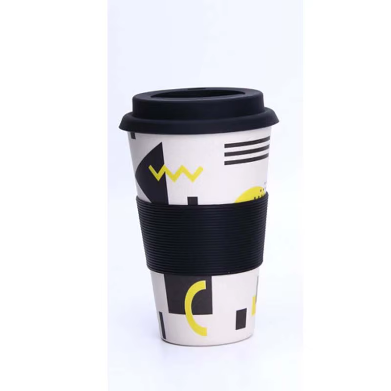 Tasse à café en Fiber de bambou écologique de 400ml, tasse de voyage avec couvercle, tasses à bière