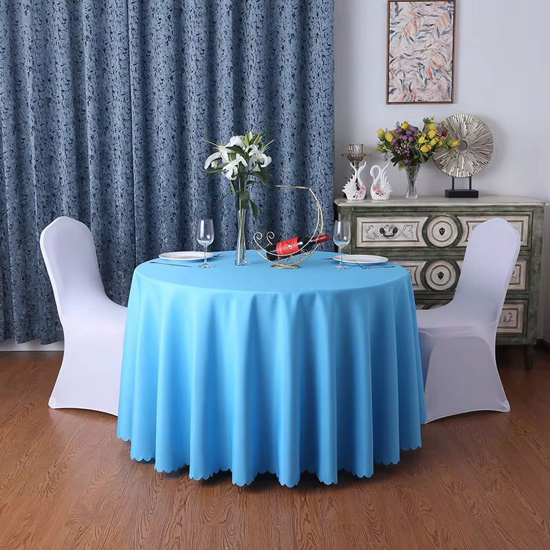 Nappe de Table ronde de couleur unie, en Polyester, moderne, anti-poussière, pour Table basse, meubl