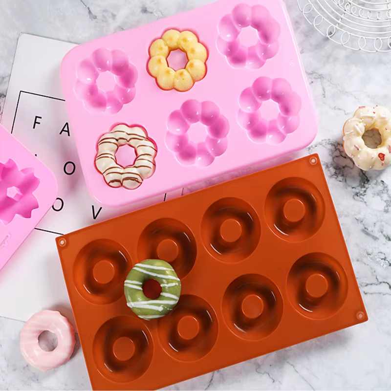 Fabricant de beignets en Silicone 3D, bricolage, pâtisserie, biscuits, chocolat, moules ronds, Muffi