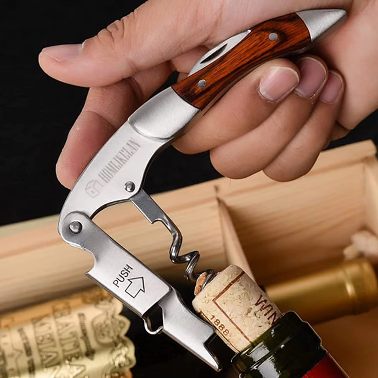 Ouvre-bouteille de bière en acier inoxydable, tire-bouchon pour serveurs professionnels, étui en cui