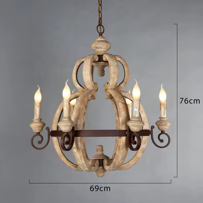 Plafonnier LED en bois au design vintage rustique, éclairage d'intérieur, luminaire décoratif de pla