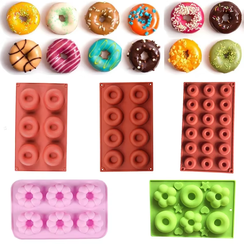 Fabricant de beignets en Silicone 3D, bricolage, pâtisserie, biscuits, chocolat, moules ronds, Muffi