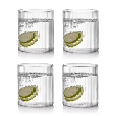 Verres à whisky ondulés 4 pièces, verre à eau, verre à jus, tasse à eau, lot de 4