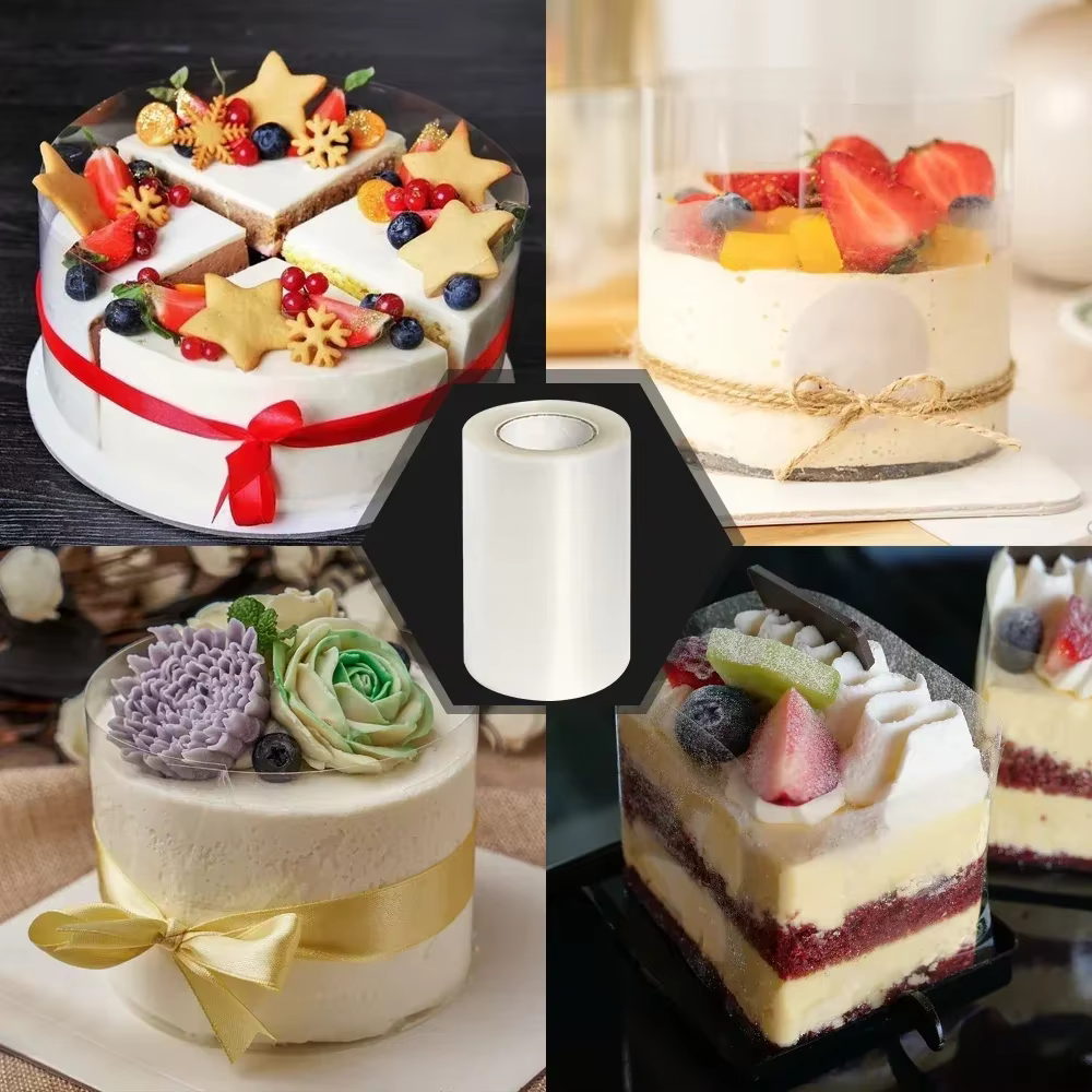 1 rouleau de Film Surround pour gâteau, ustensiles de cuisson, Film en acétate Transparent, collier
