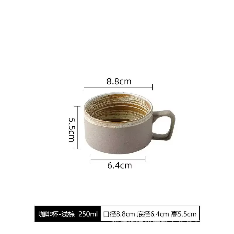 Ensemble de Tasses à Café en Poterie Rétro, Créatif, Fait à la Main, en Céramique, Standard avec pio