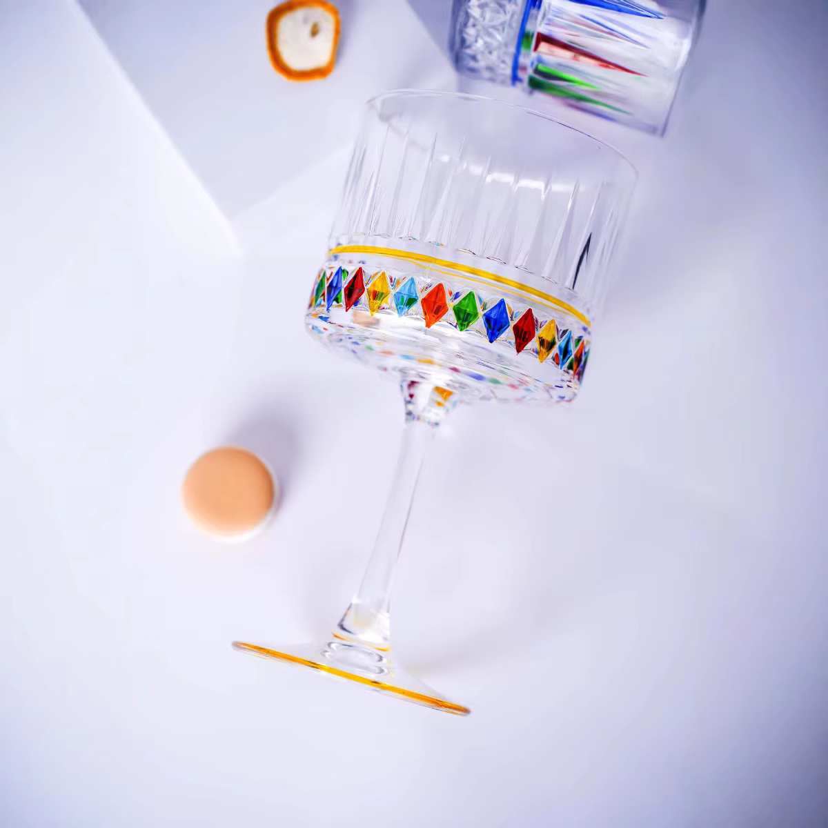 Verrerie à tige créative en relief coloré – Verres pour cocktail, champagne et martini |   Cadeau pa