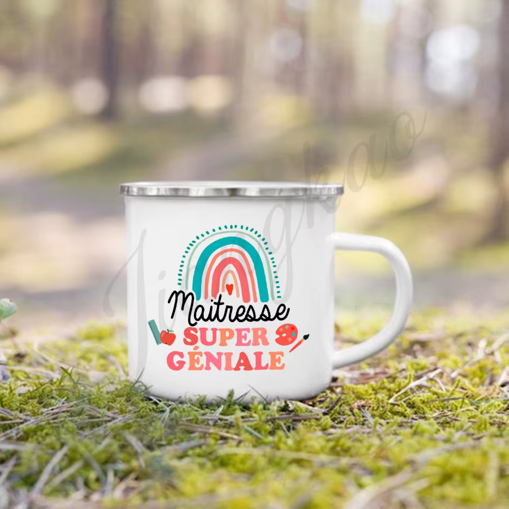 Tasse imprimée Super génie pour enseignant, tasses à café créatives, boissons, tasse en émail, poign