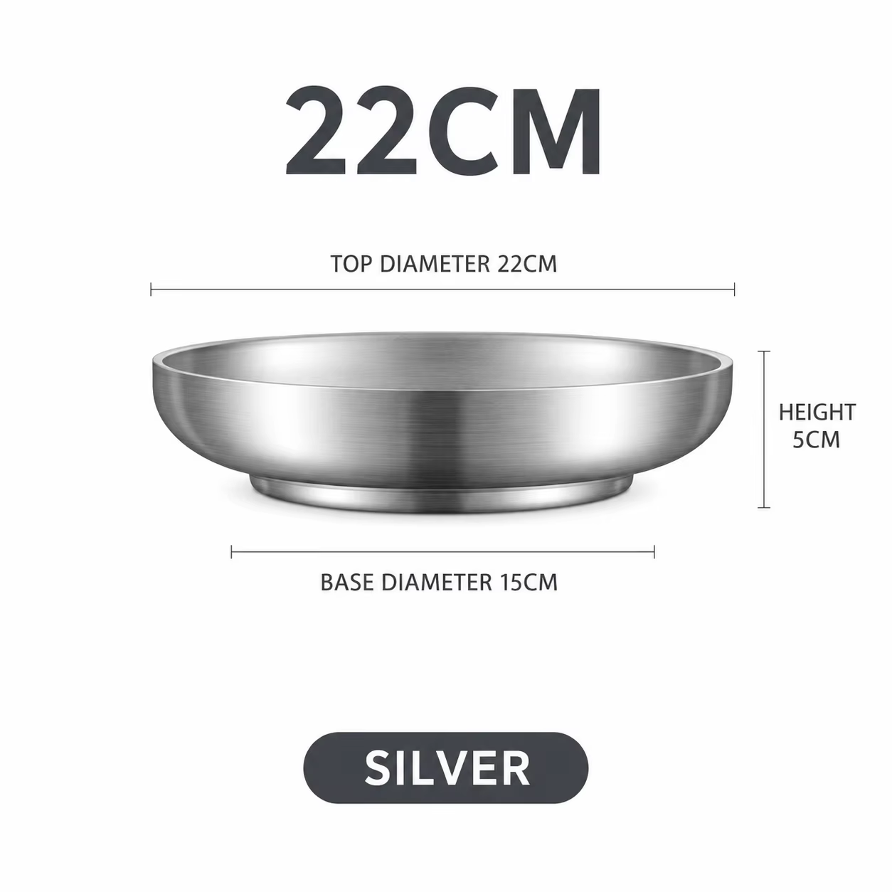 Assiettes à double paroi 22/24/26 cm en acier inoxydable 304, assiettes creuses isolées, plats de se
