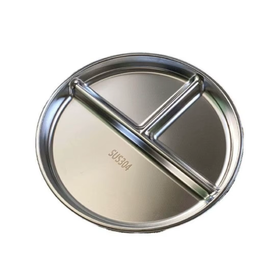 Plaques de contrôle de portions en acier inoxydable 304, assiettes rondes divisées de 9 pouces pour 