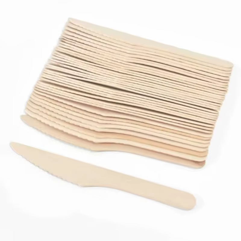 Lot de 50/100 couverts jetables en bois pour gâteaux et glaces – Cuillères, fourchettes et couteaux