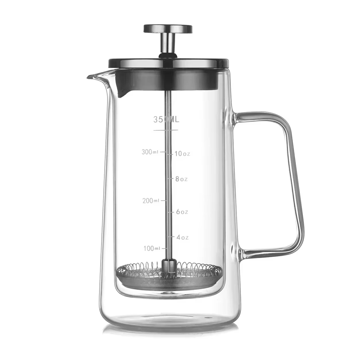 Presse française en verre Borosilicate à haute teneur en Borosilicate, Double couche isolée, filtre 