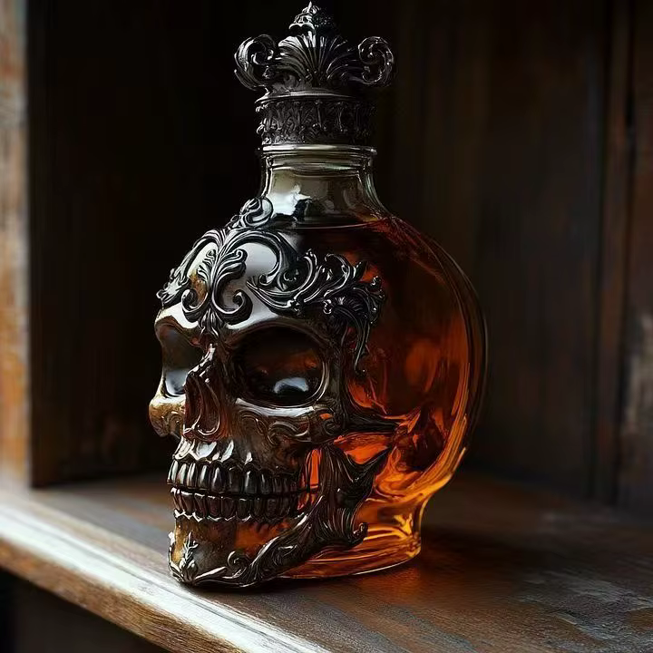 Carafe à whisky en forme de crâne, bouteille en verre avec bouchon, pièce maîtresse gothique pour Ba