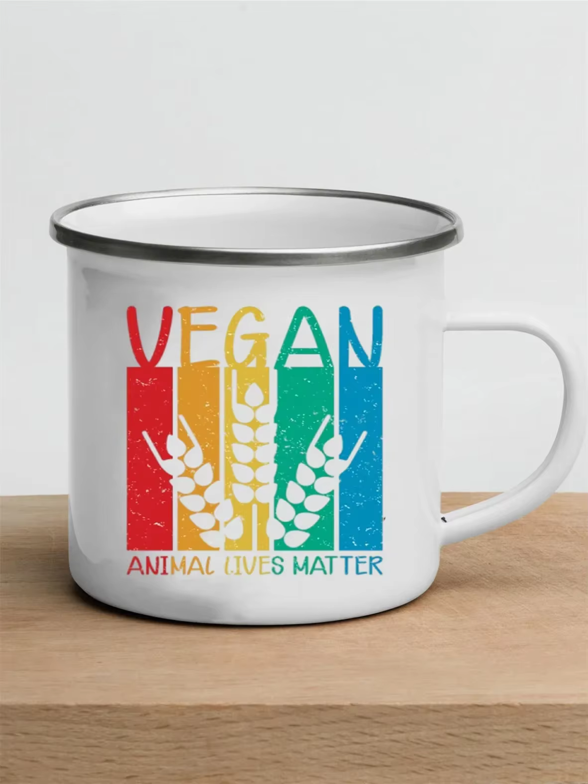 Tasse à café en émail pour filles végétaliennes, tasse à lait, vin, bière, clics, jus, cola, Brindis