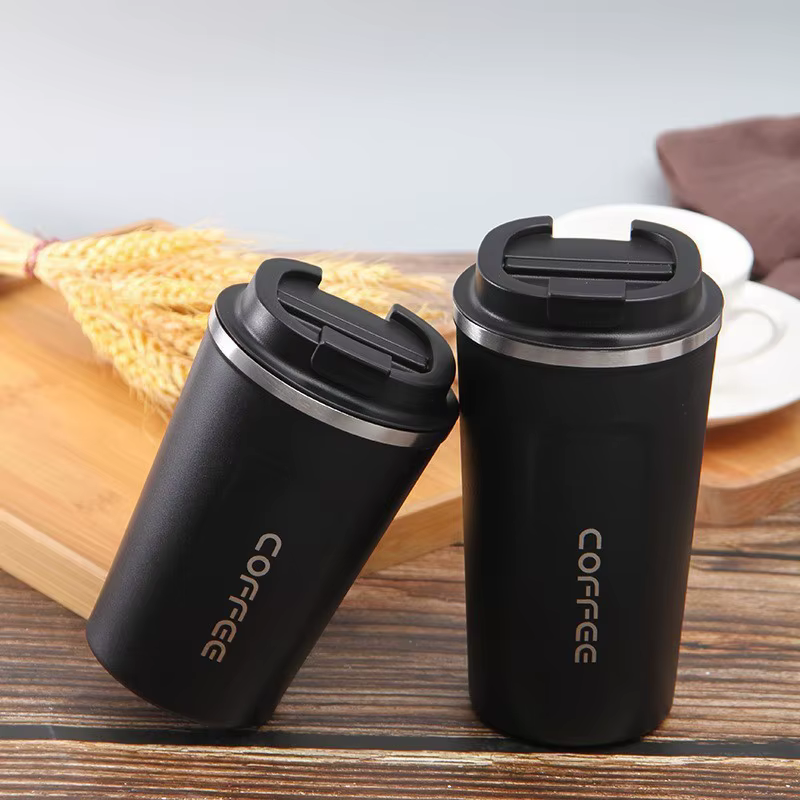 Tasse de voyage à café, Thermos réutilisable en acier inoxydable anti-fuite, Surface mate-isolation