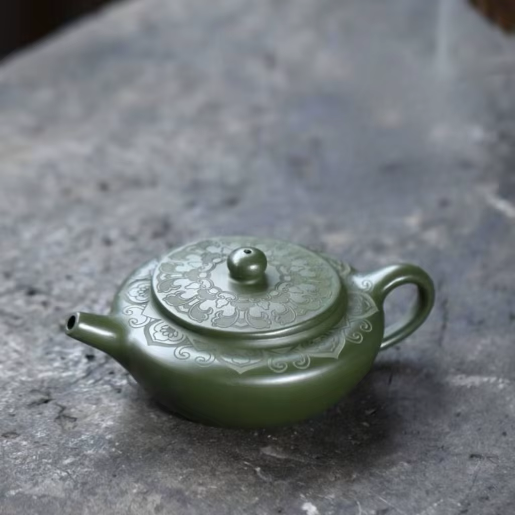 Théière antique en argile violette YFête ing, 170ml, minerai brut, filtre à boue verte, infuseur à t