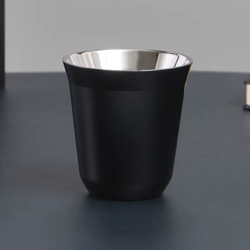 Tasses à expresso en acier inoxydable à double paroi isolées, tasses à café expresso, tasses Demitas