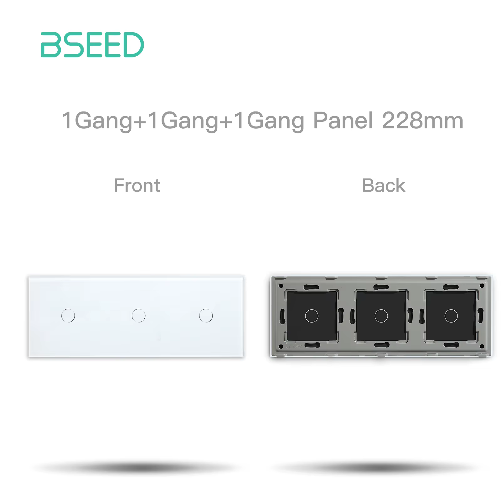 BSEED-Panneau en verre triple pour interrupteur mural, cadre en métal, blanc nacré, noir, doré, pièc