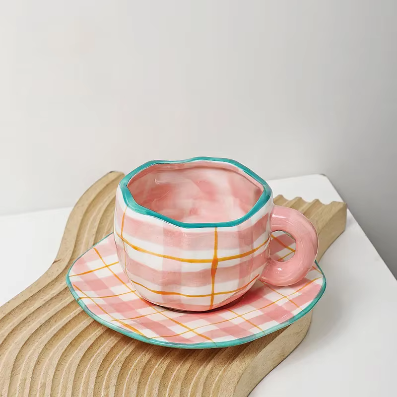 Tasse à café en céramique peinte à la main, tasse à lait, tasse à petit-déjeuner, ensemble de café,