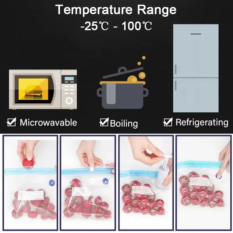 Sacs Sous Vide réutilisables à fermeture éclair pour stockage des aliments sous Vide, sans BPA, avec