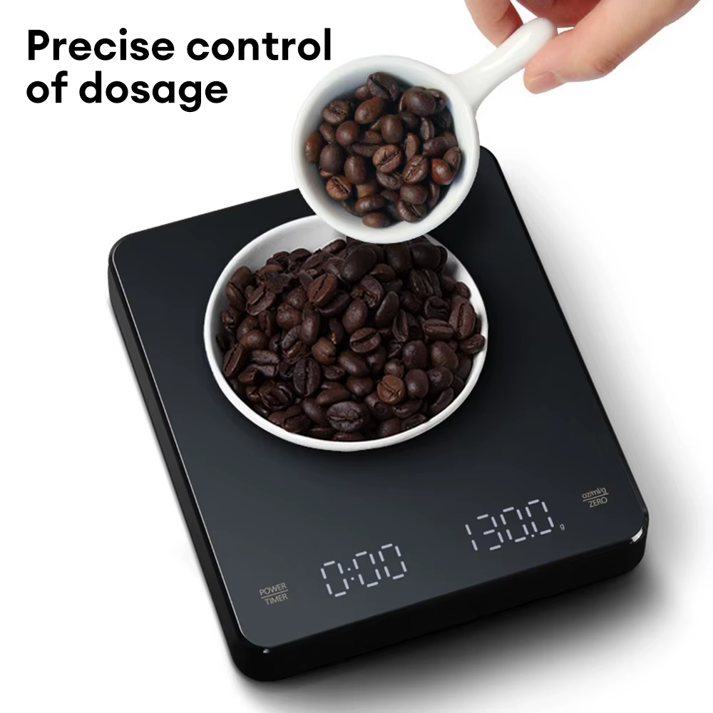 Balance à café numérique avec minuterie, écran LED, expresso USB 3kg Max. Poids 0,1g, mesures de hau