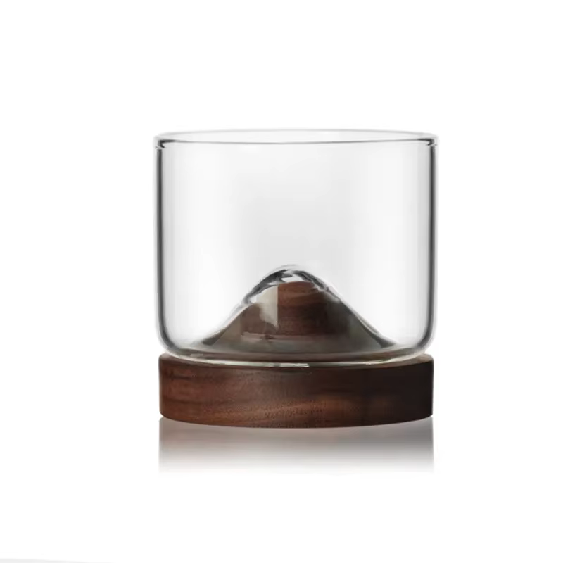 Verre à whisky de montagne avec Base en bois, verre à bière créatif résistant à la chaleur, vin, eau