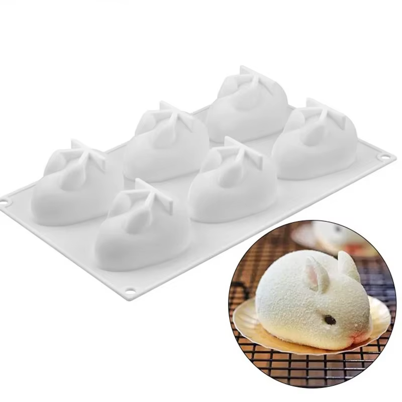 Moules à gâteaux lapin 3D en Silicone, moules de décoration de cuisson pour la cuisson de Mousse à D