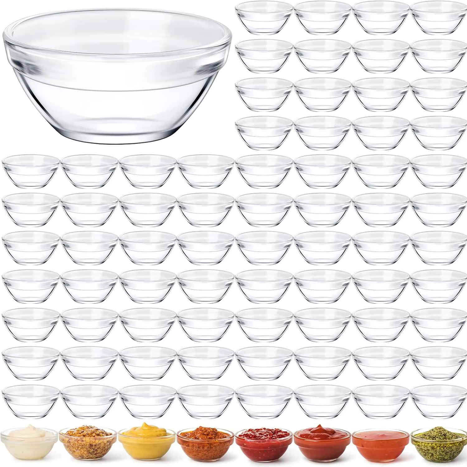Mini bols de préparation en verre de 1.5oz, bols Ramekins en verre pour servir la vaisselle, mélange