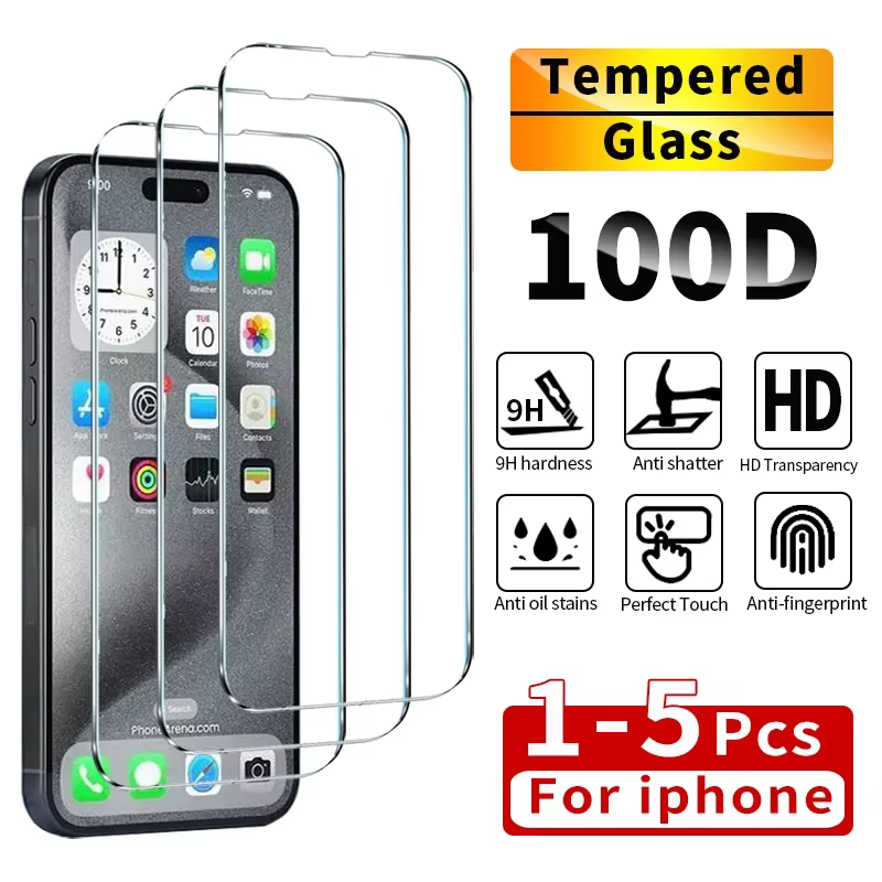 1-5 pièces de verre trempé pour iPhone 14 13 12 11 16 15 Pro Max Protection d'écran pour iPhone 6 6S