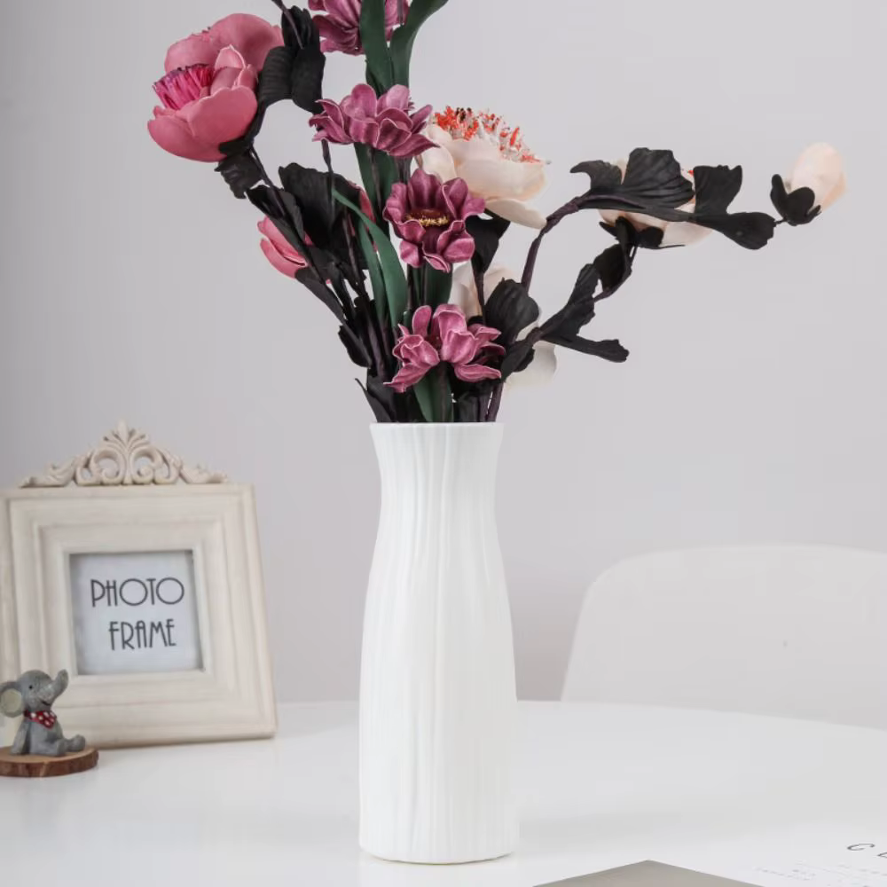 Vase à Fleurs en Plastique et Céramique Solide, Récipient de Décoration de Salon