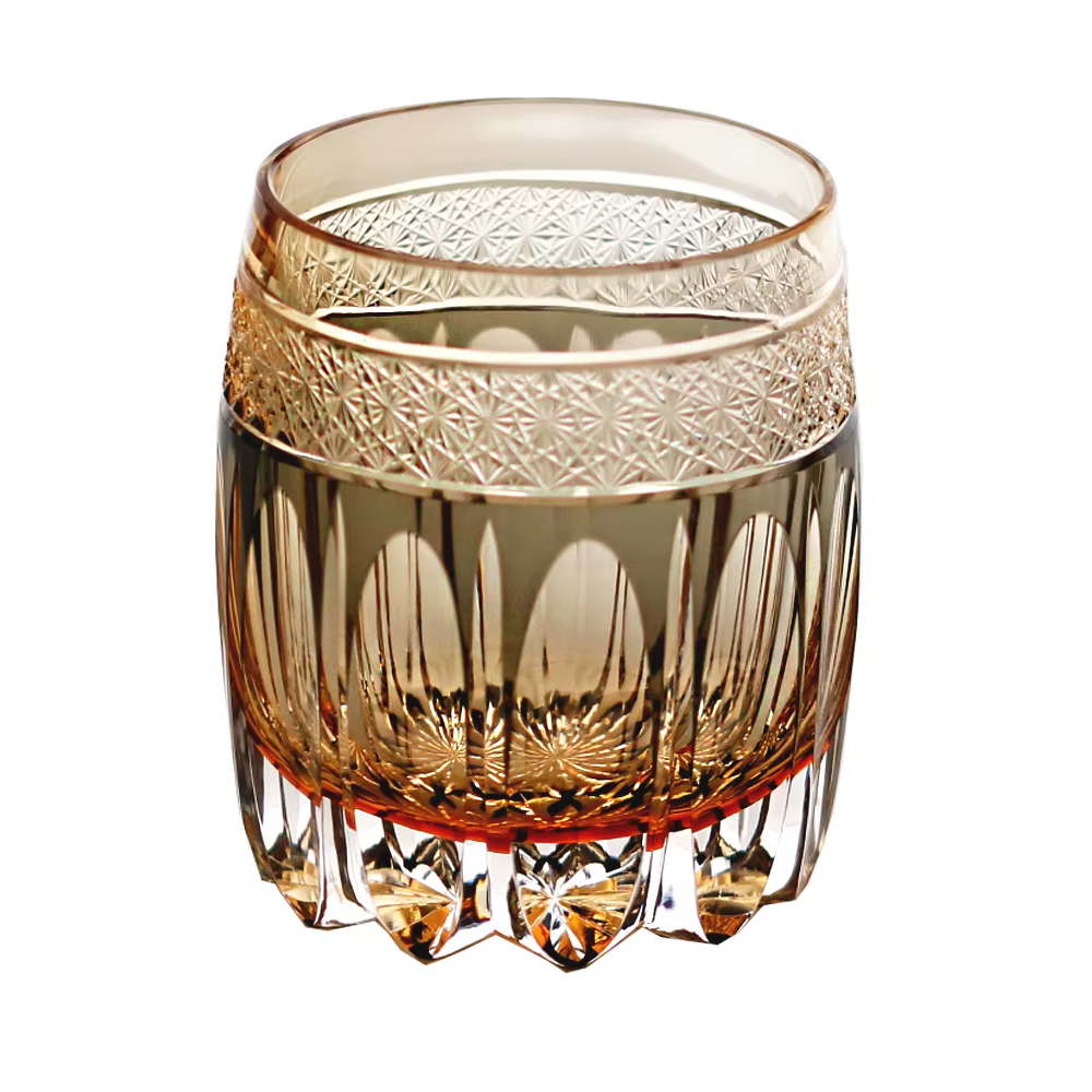 Verre à whisky artisanal Edo Kiriko en ambre céleste