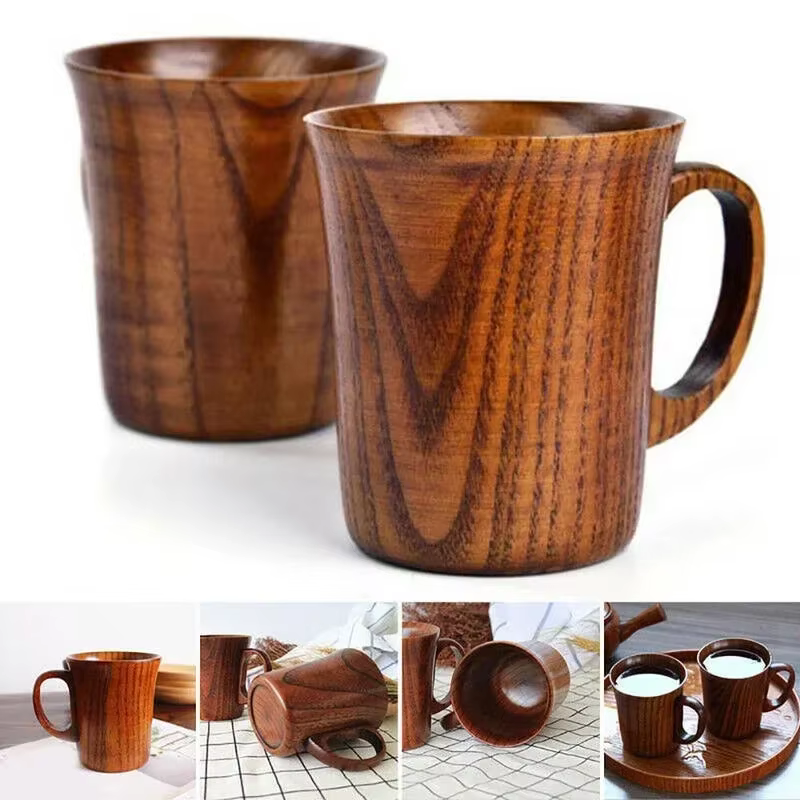 Tasse en Bois Faite à la Main de 400ml, Tasses à Café, Bière, Lait, Thé, Décoration de la Maison