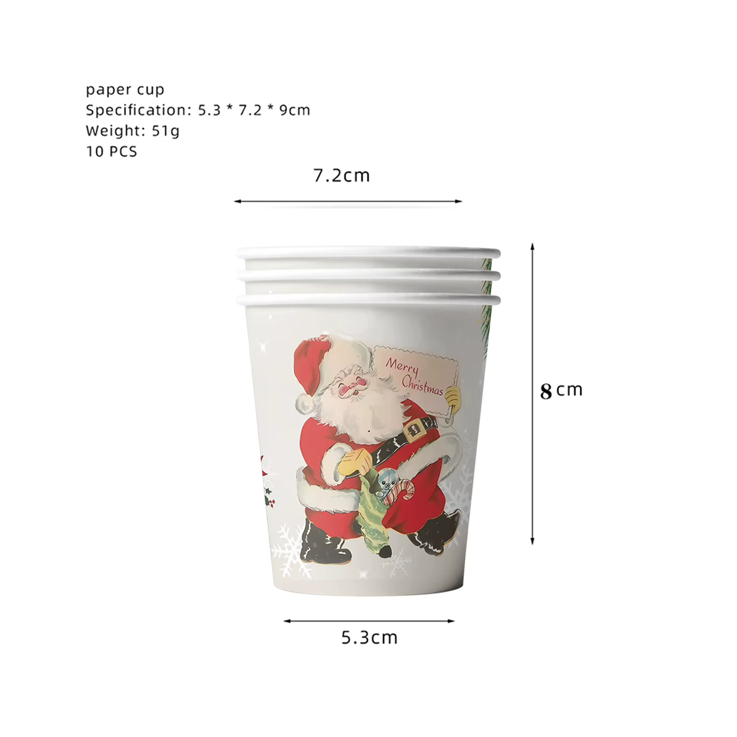 Vaisselle jetable de noël, assiettes en papier, tasse, décoration de joyeux noël et du nouvel an