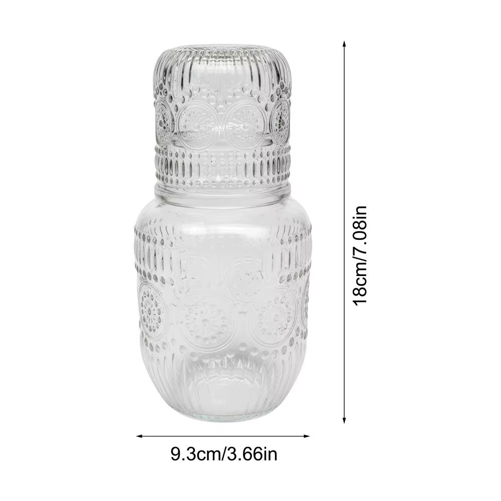 Carafe et verre de chevet motif flocon de neige – Pichet à eau avec tasse pour thé, café, lait, jus 