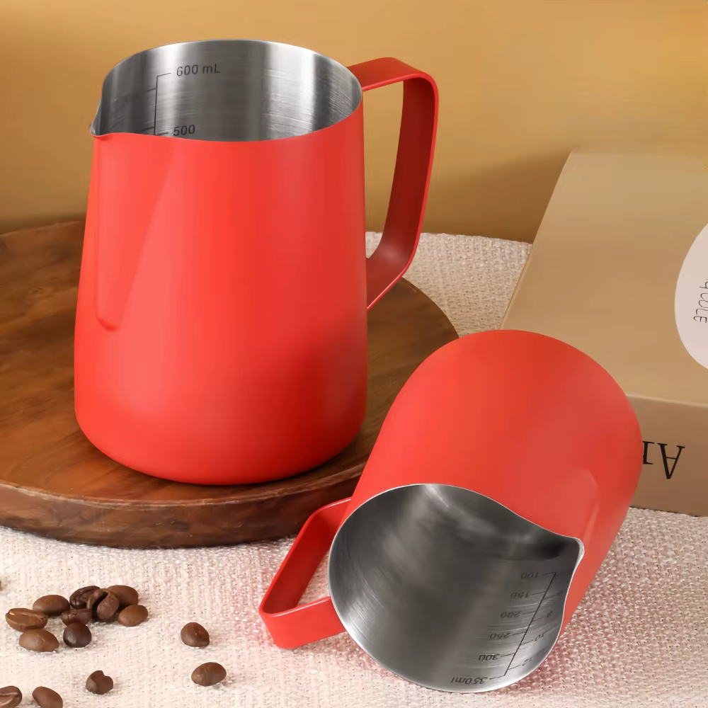 Pichet à mousse de café et de lait, 350/600ML, en acier inoxydable 304, échelle précise, haute quali