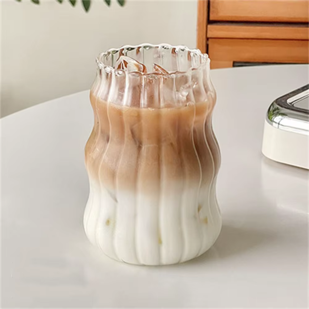 Verres à eau en verre de 530ml, 1 pièce, tasse à rayures, résistant à la chaleur, verres parfaits po