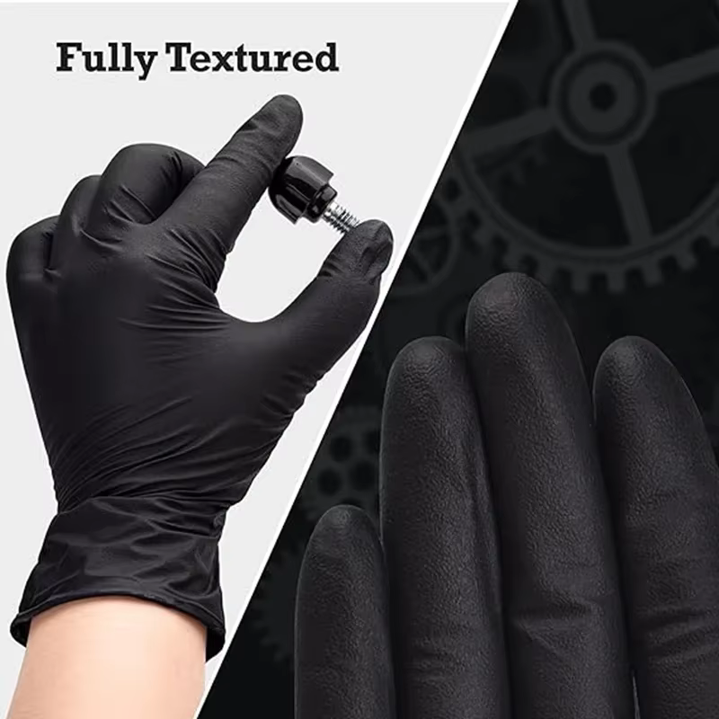 Gants jetables en Nitrile noir, pour le travail, sans Latex, pour le nettoyage de la maison, tatouag