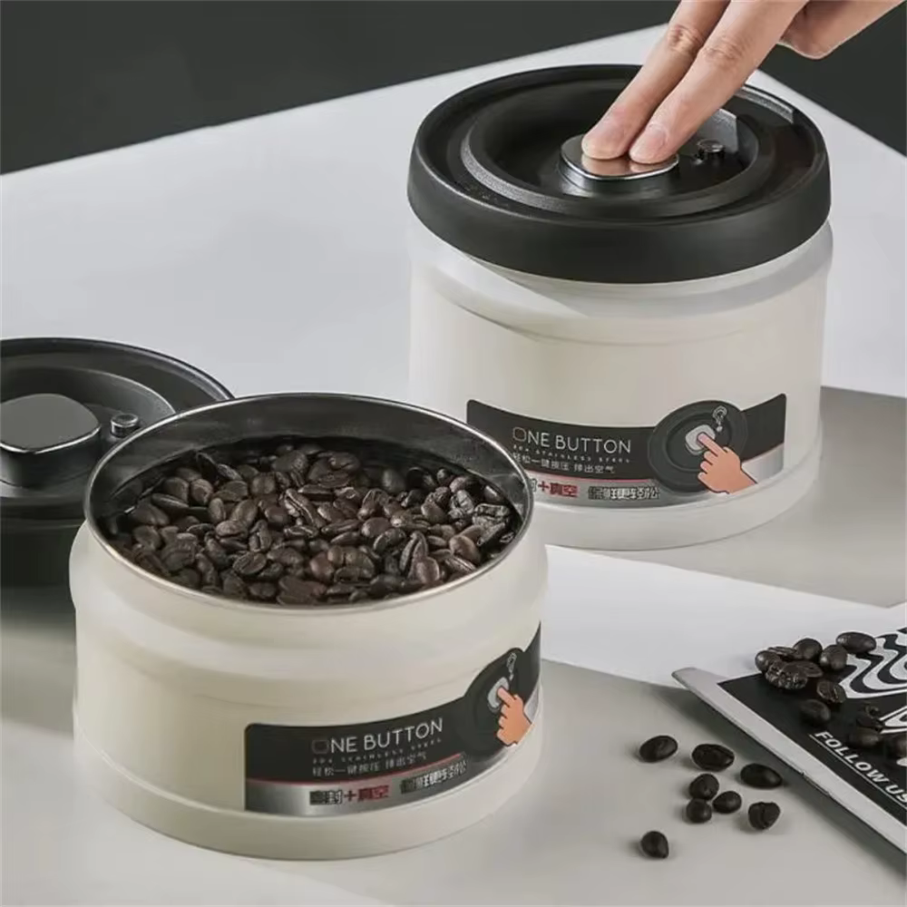 Réservoir scellé sous vide pour grains de café, en acier inoxydable, stockage de noix de thé, boîtes