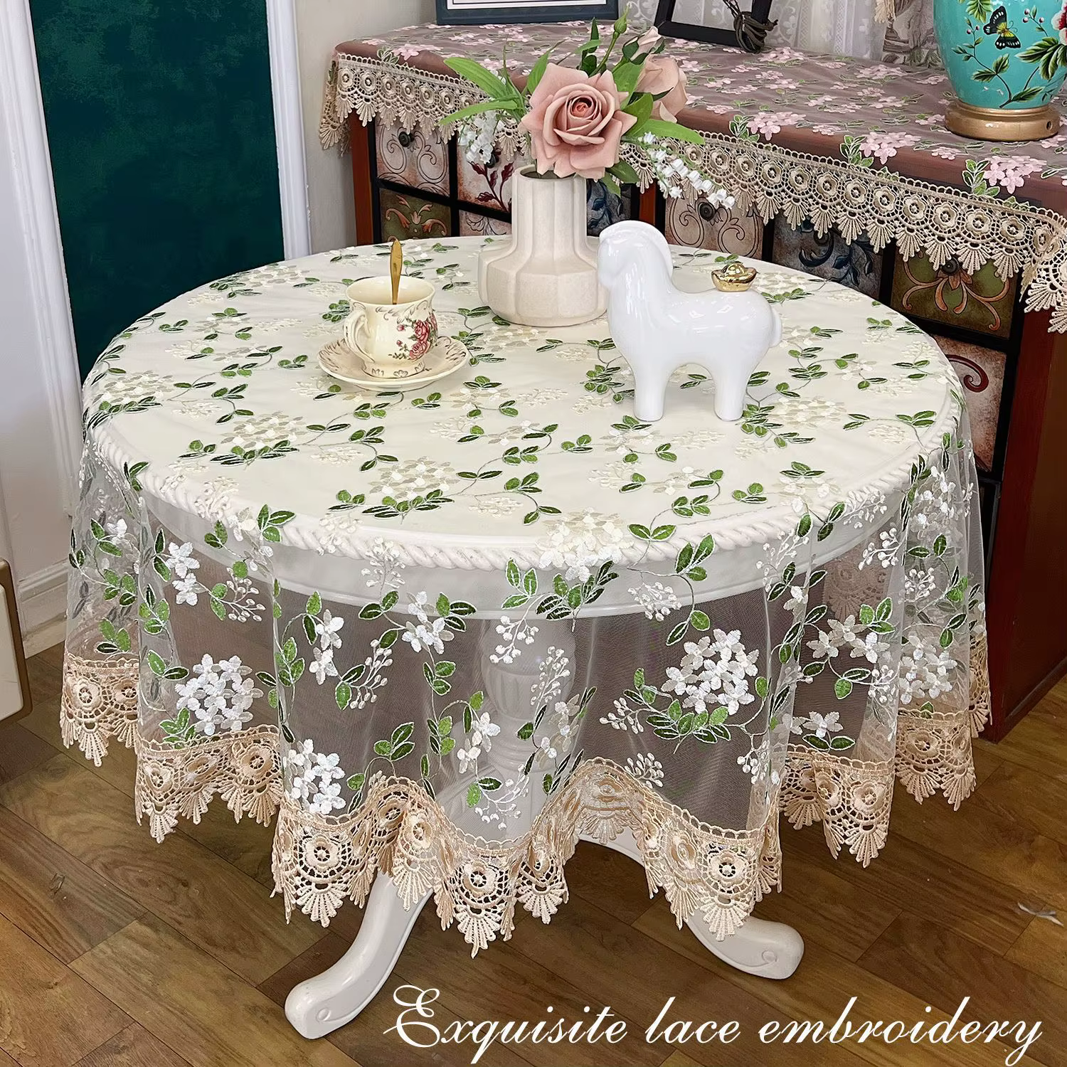 Nouvelle nappe en dentelle nappe ronde pastorale nappe de Table à manger maison broderie couverture