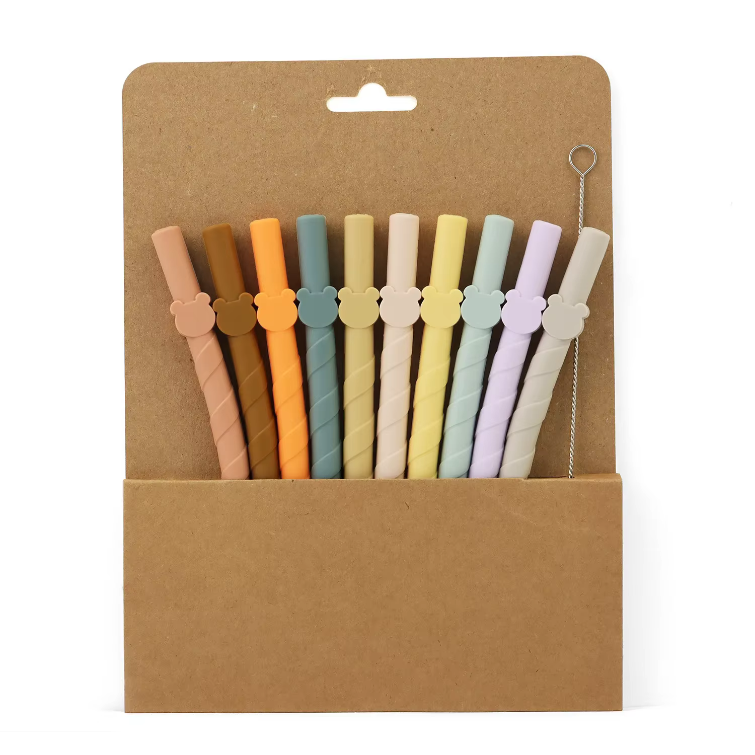 Paquet de 10 pailles colorées réutilisables en Silicone, pailles droites faciles à nettoyer, thé au 