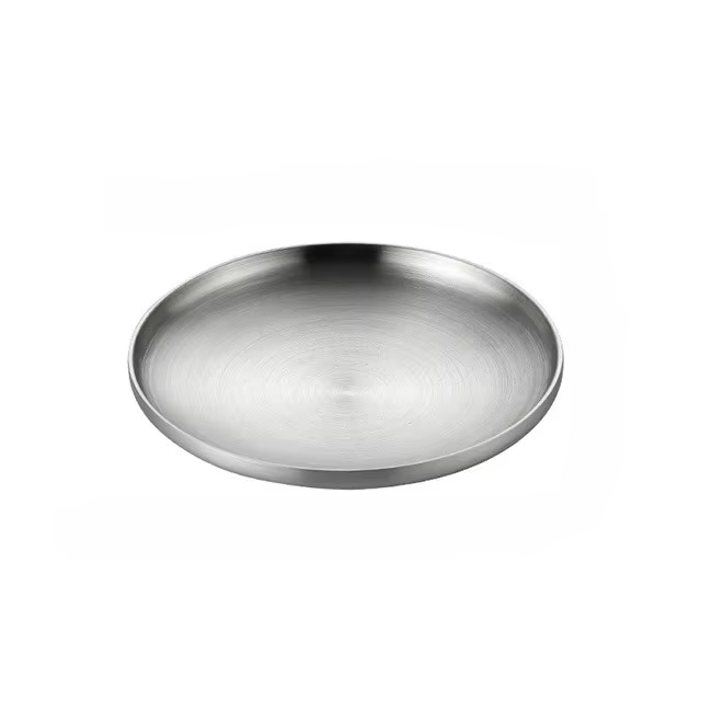 Assiette ronde en acier inoxydable 304, assiette à dîner isolée à Double paroi, assiettes pour colla