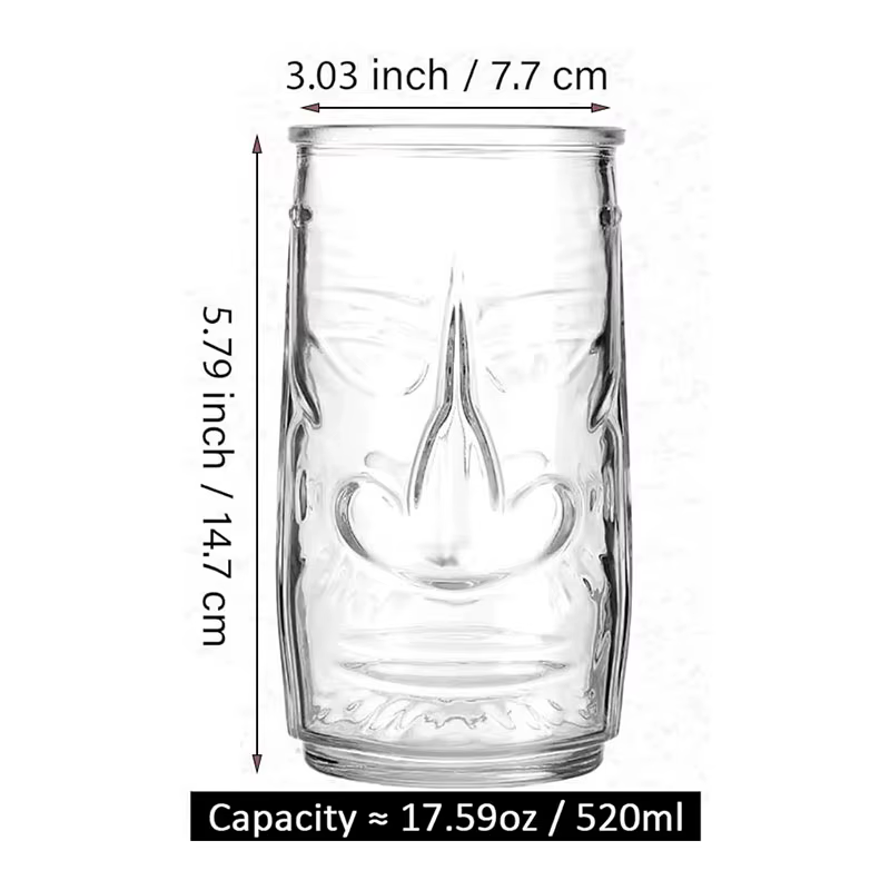Bar Tiki Lunettes Tiki Mug - Gobelets transparents en verre de style hawaïen